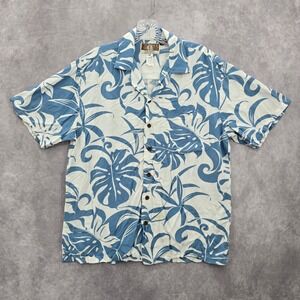 Kalaheo Blue Beach Palm Tropical Surf Island Vintage Relax Hawaiian Shirt Medium